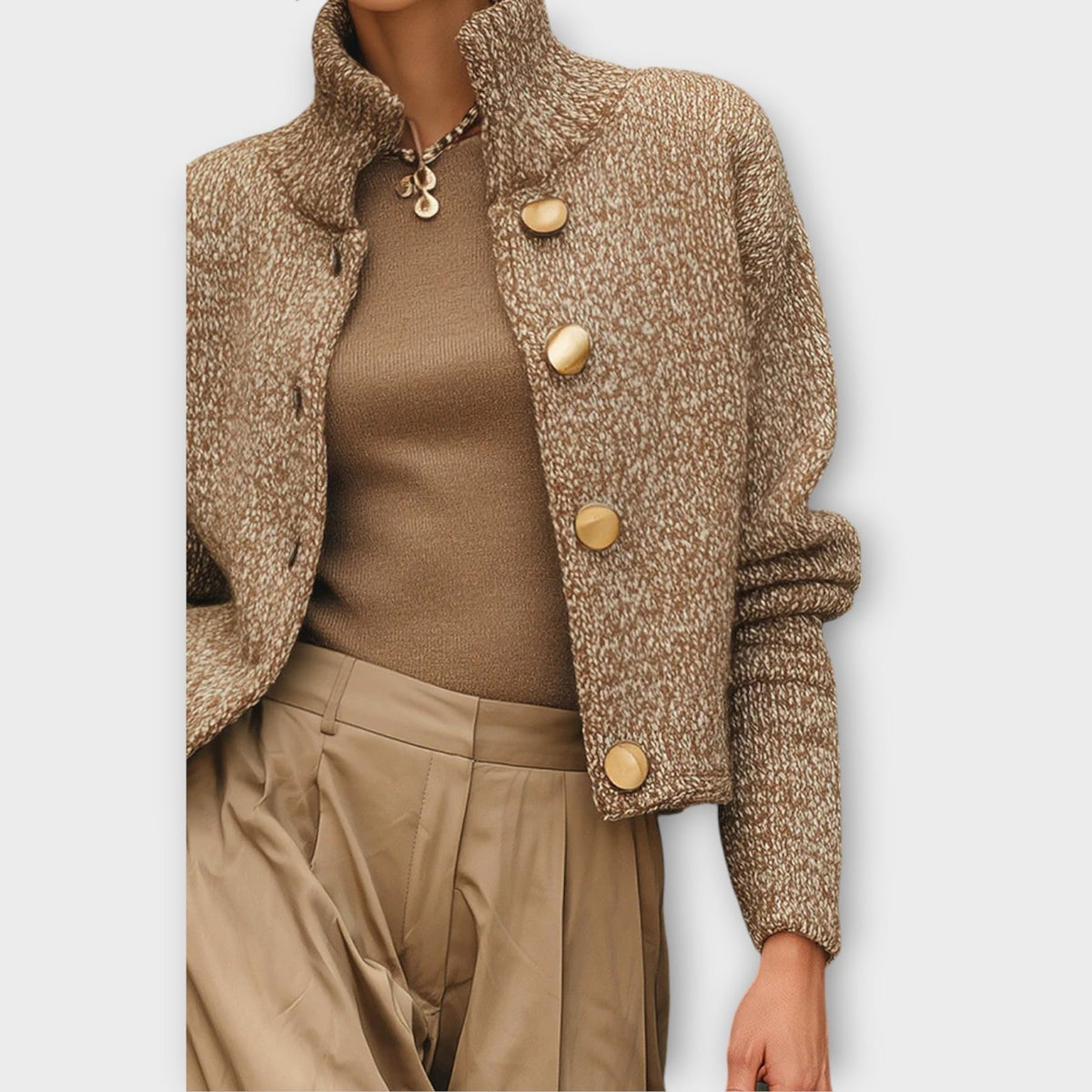 Textured Knit Jast met Luxe Knopen