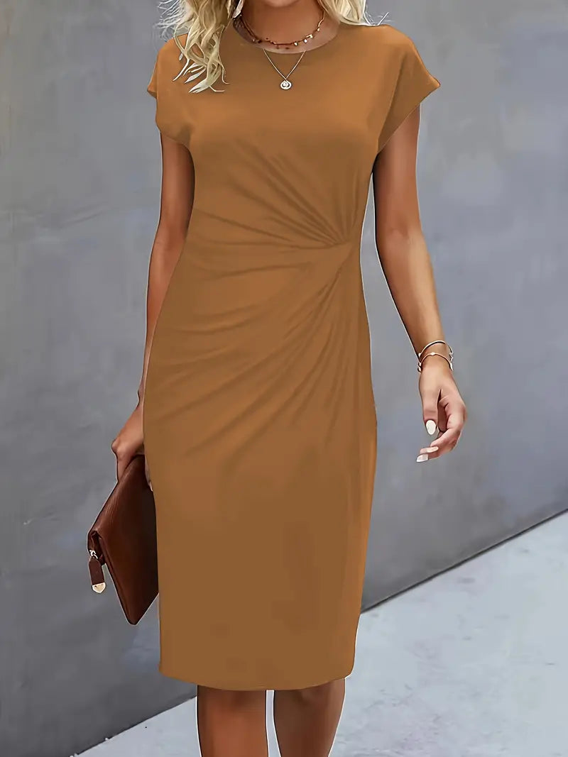 Midi Jurk Dames Ronde Hals Getailleerd Bruiloft Gast