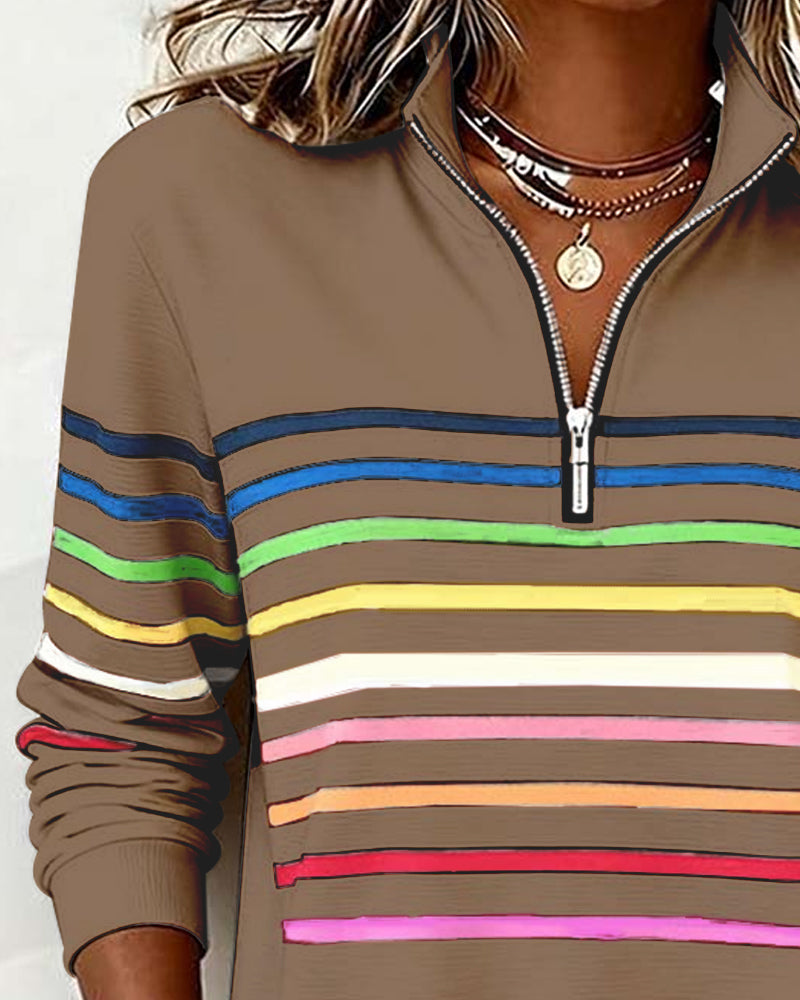 Viency | Regenbooggestreepte Zip-sweatshirt