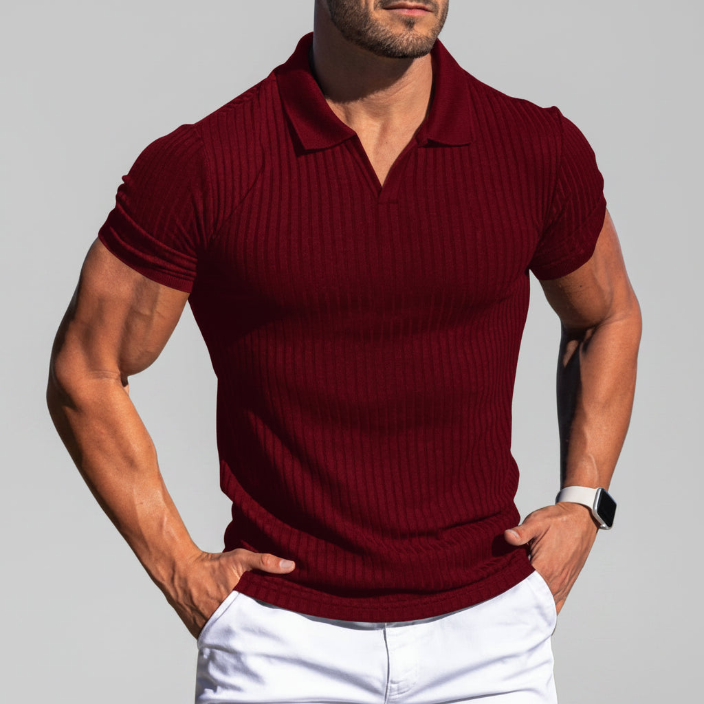 Casual poloshirt met structuur en nauwsluitende pasvorm