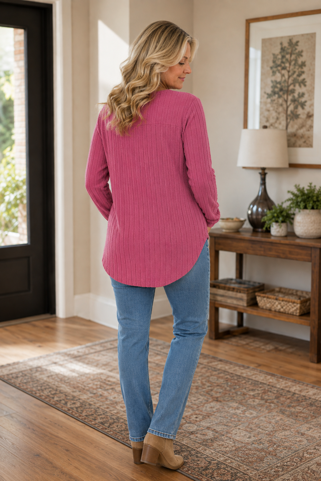 Veloura – Ribbels Adjustable Zip-Neck Knit Top