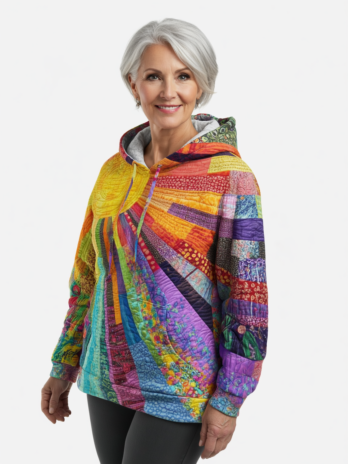 AURORA – STRALENDE PATCHWORK KUNST HOODIE
