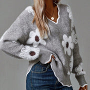 SOFIA – FLORAL KNIT V-HALS TRUI