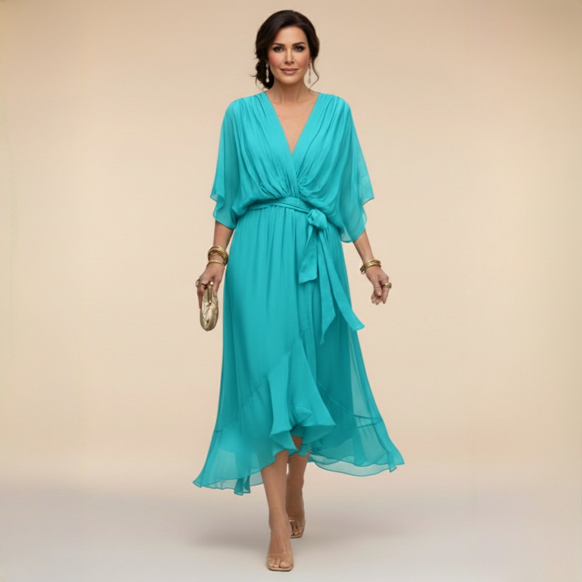 V-HALSMODEL CHIFFONJURK VOOR VROUWEN