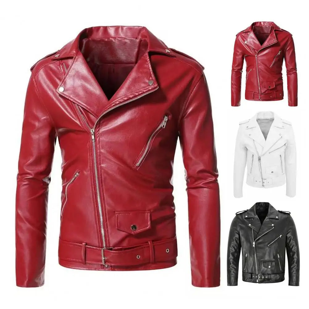 Slim Fit Imitatieleer Jas voor Heren