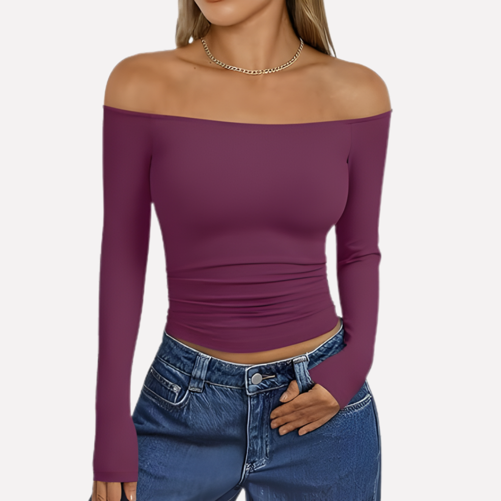 Vrouwen Off-The-Shoulder Lange Mouwen Top