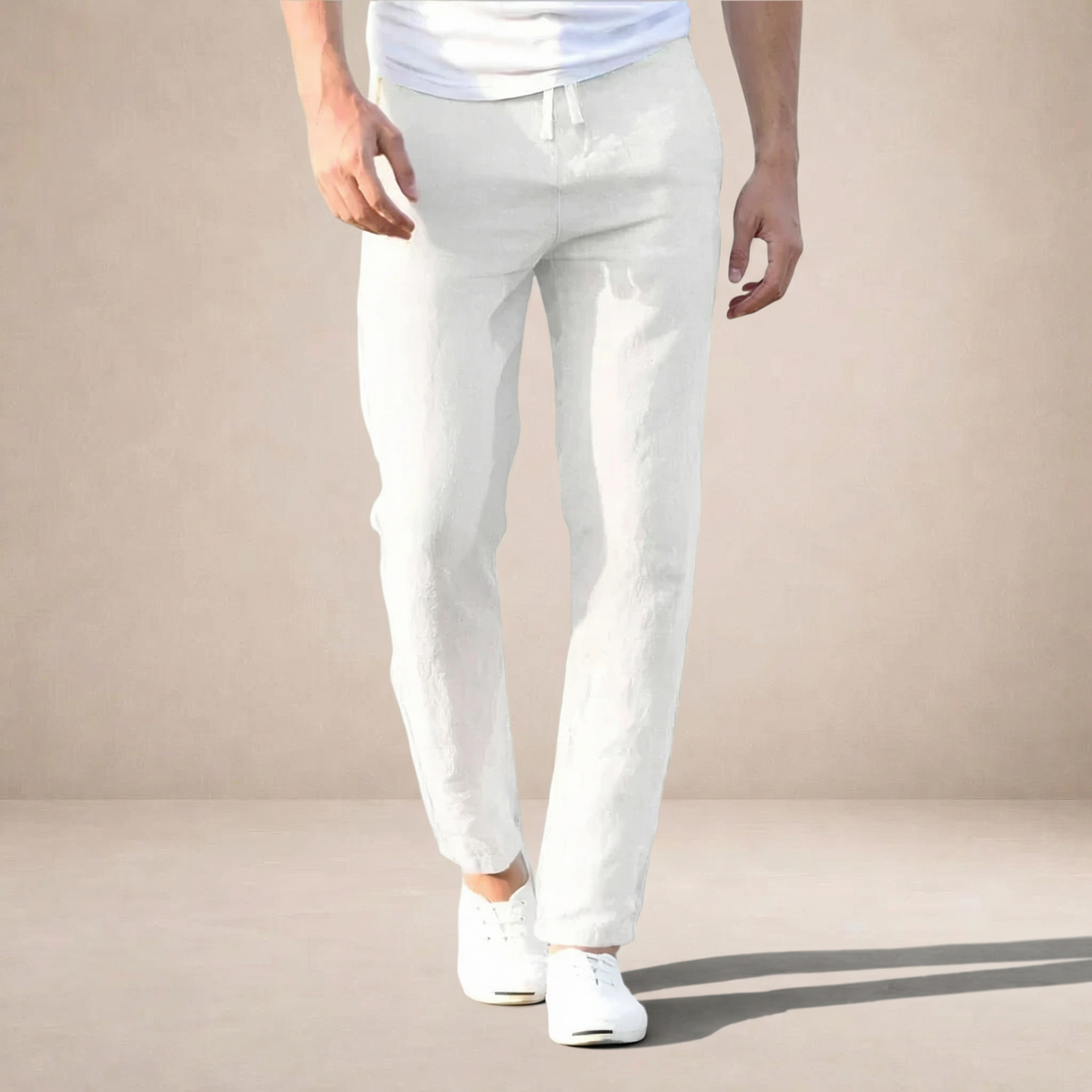 Linnen zomerbroek Heren Regular Fit Ademend materiaal Elastische taille