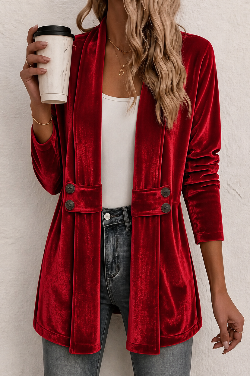 Velbourne – Dubbelzijdige Fluwelen-Look Cardigan