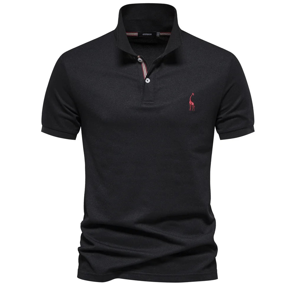 Caleb – Luxe Katoenen Polo met Hertenborduursel