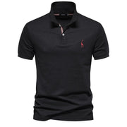 Caleb – Luxe Katoenen Polo met Hertenborduursel