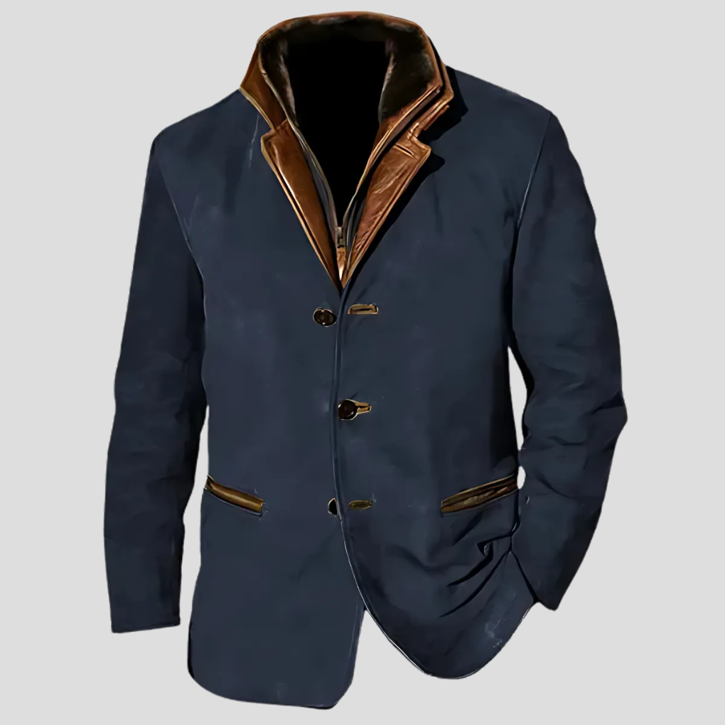 Retro contrastkraagjas voor heren
