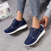 Dames sneakers met kristalaccenten en plateauzool