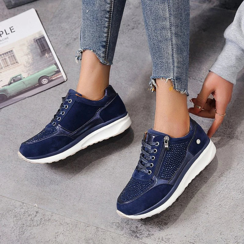 Dames sneakers met kristalaccenten en plateauzool