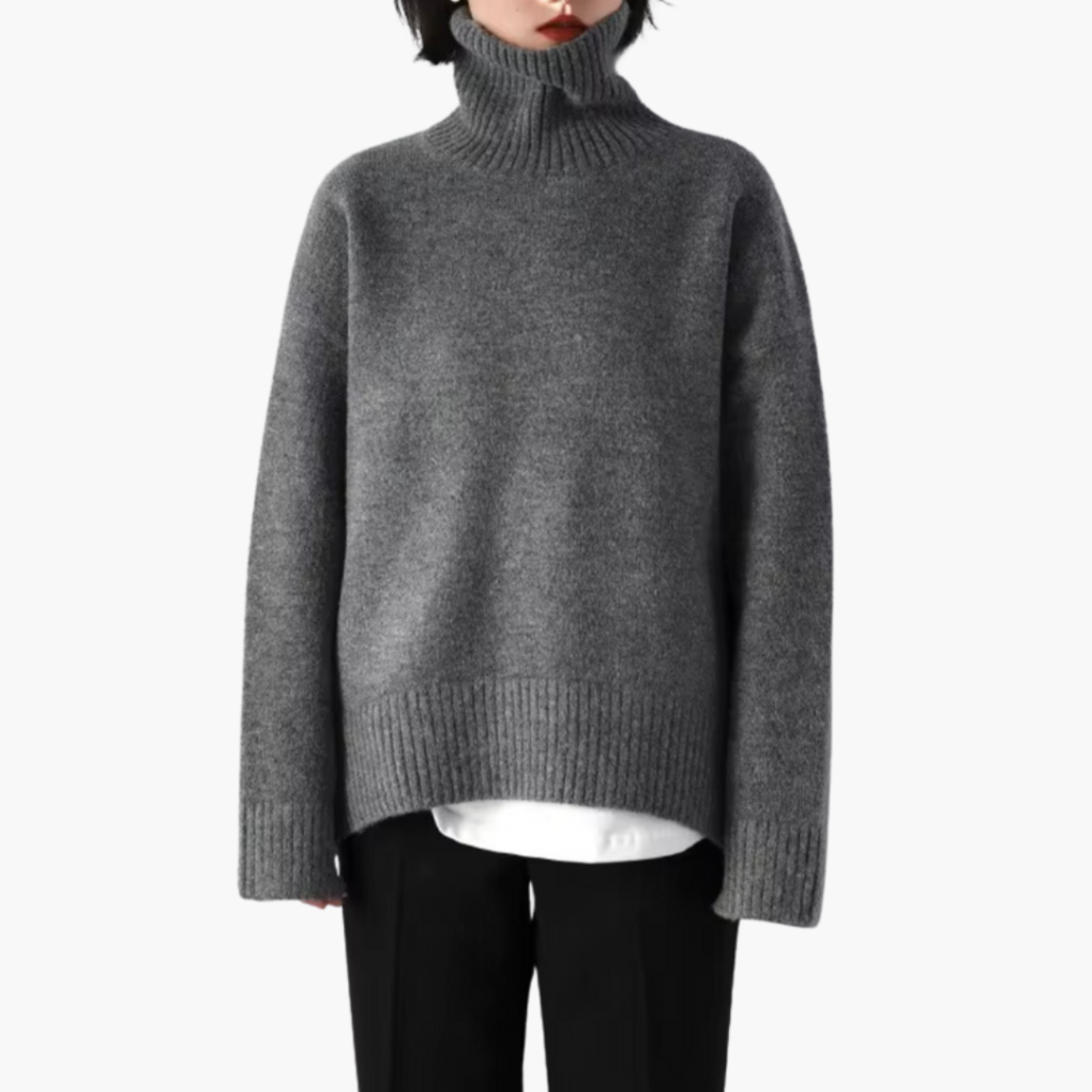 Dames Turtleneck Trui met Lange Mouwen en Geribbelde Textuur