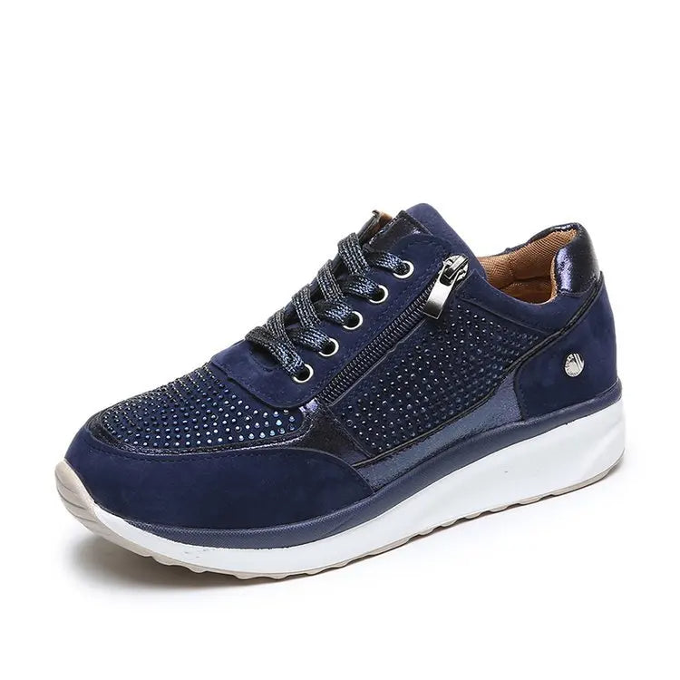 Dames sneakers met kristalaccenten en plateauzool