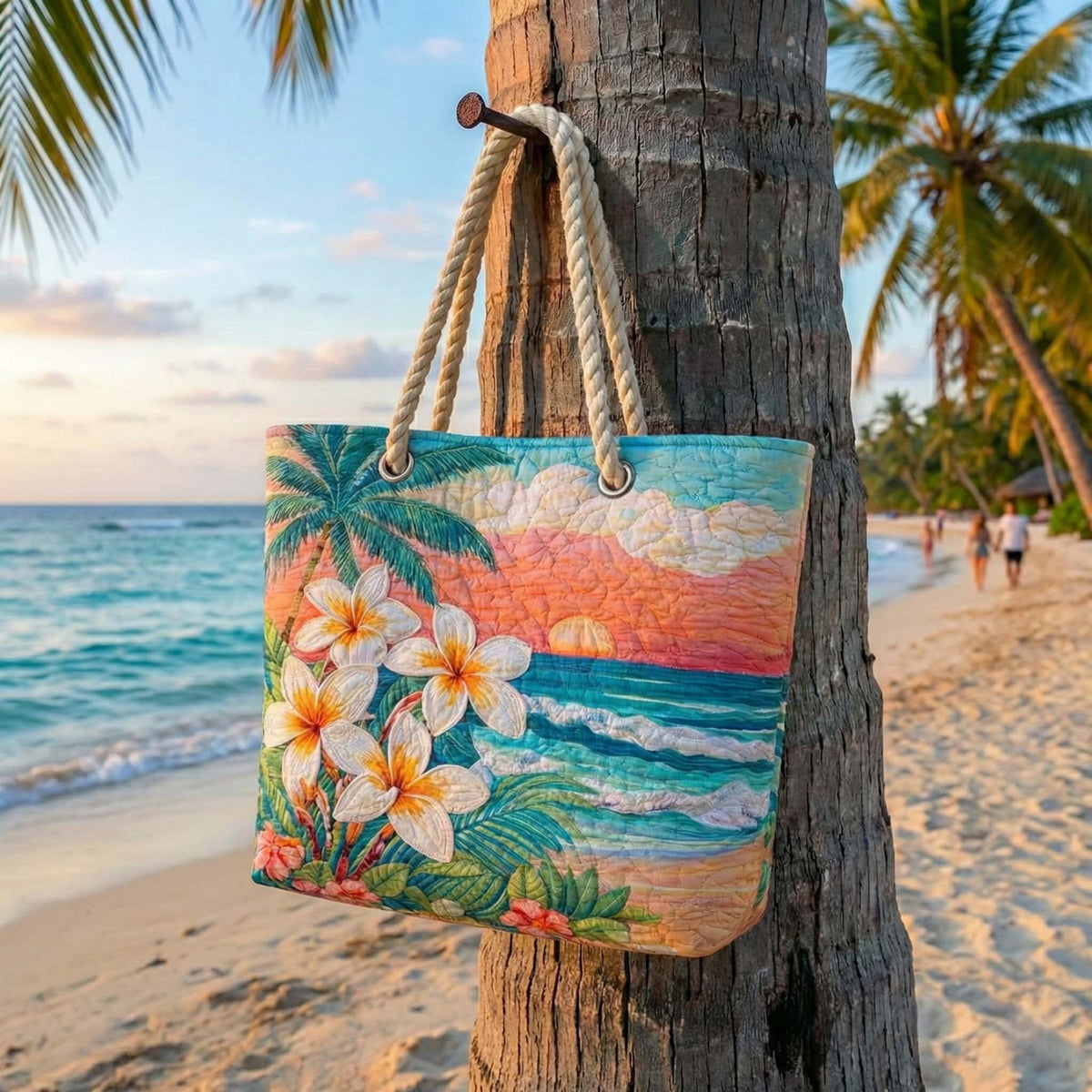 Tropical Vibe | Gewatteerde strandtas