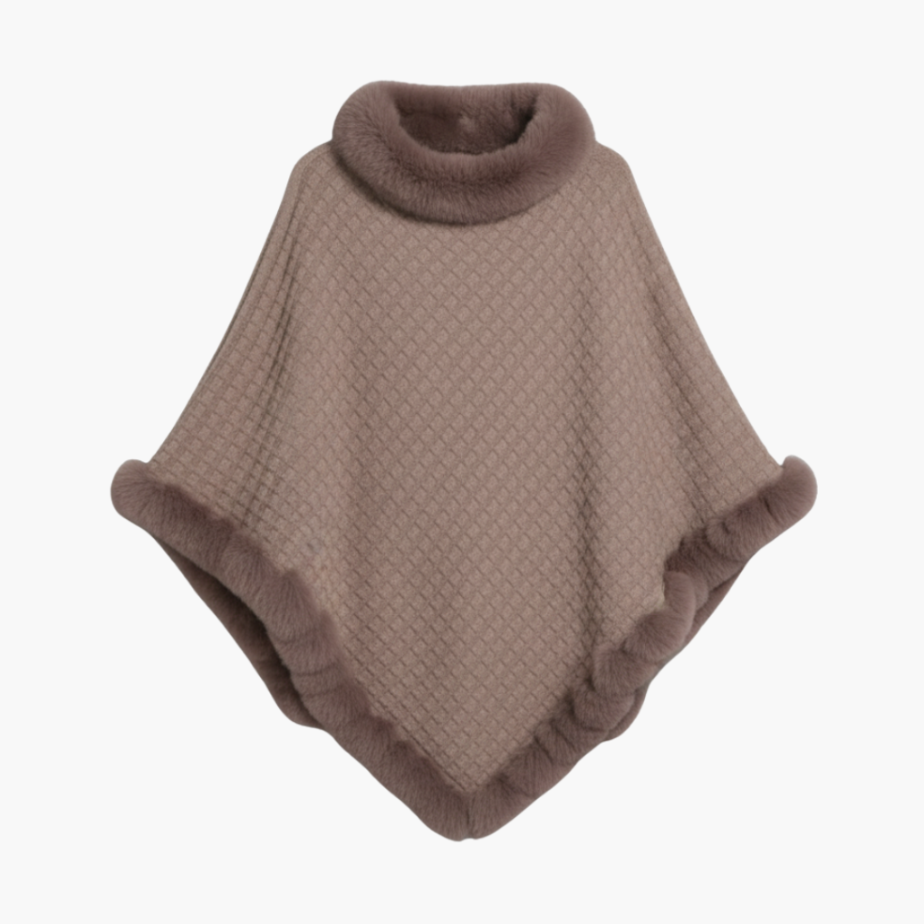 Vrouwen Trui Poncho met Neppels Trim en Oversized Pasvorm