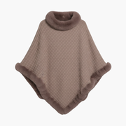 Vrouwen Trui Poncho met Neppels Trim en Oversized Pasvorm