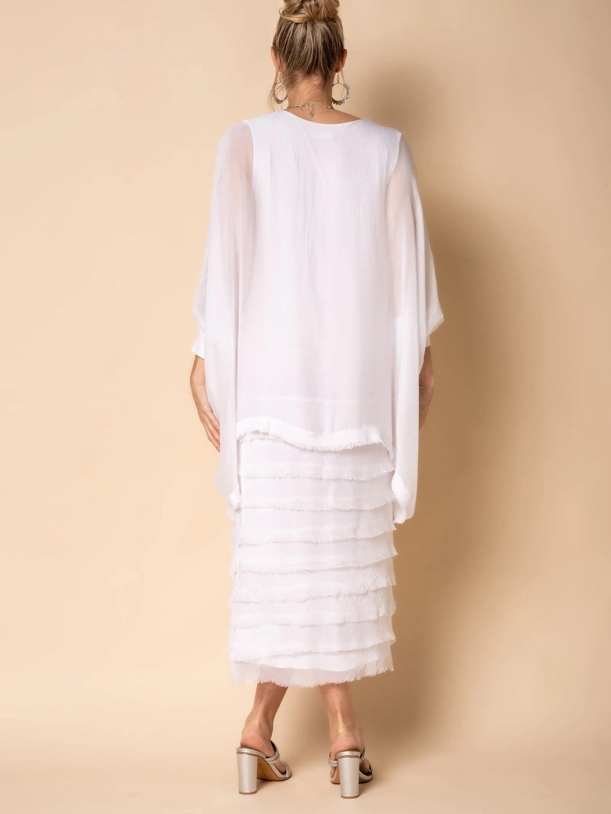 Gracella | Midi Jurk met Gerafelde Rand