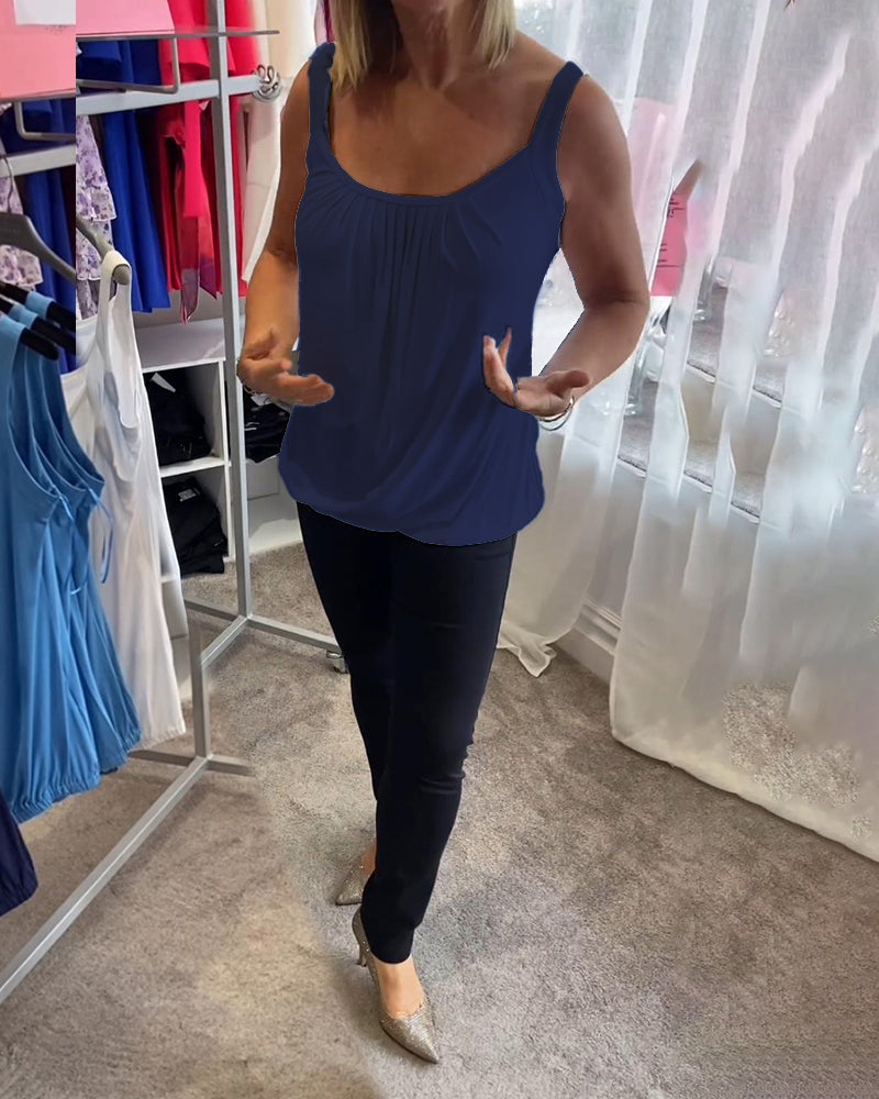 Dalia | Geplooide mouwloze top