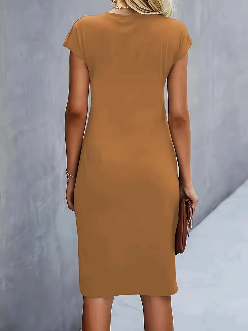 Midi Jurk Dames Ronde Hals Getailleerd Bruiloft Gast