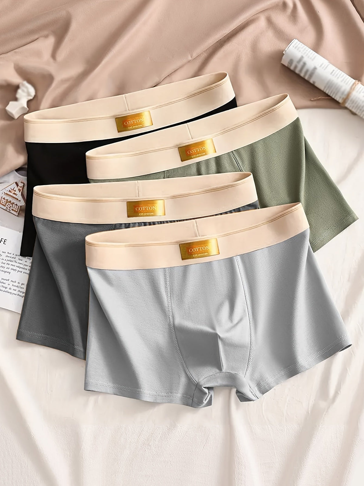 4-Pack Effen Heren Boxershorts met Stretch