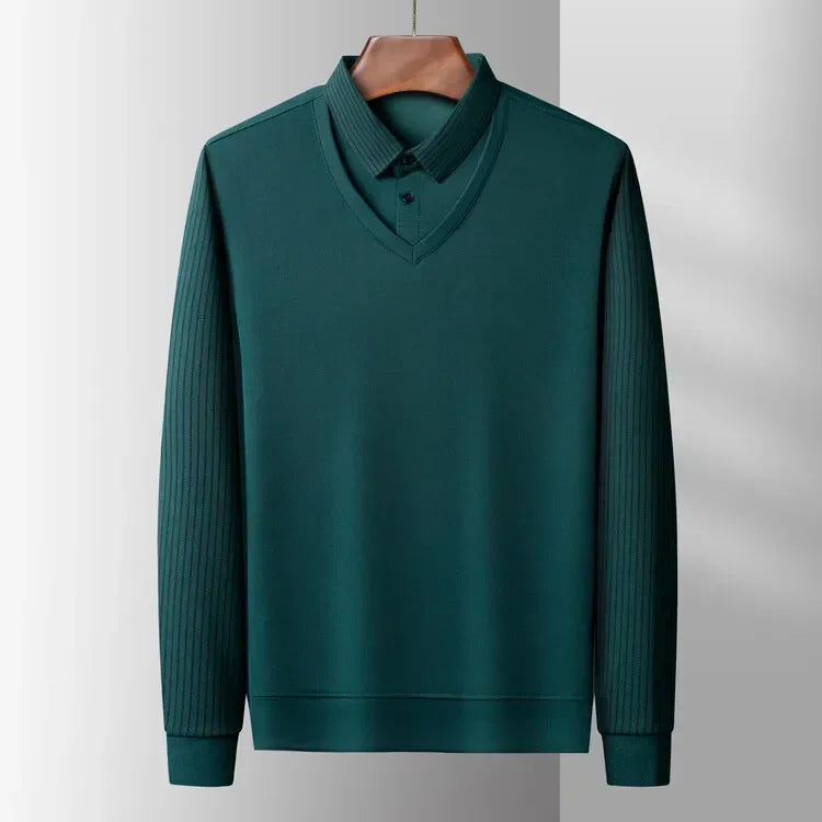Heren Comfortabel herenpolo met ingebouwde kraaglook