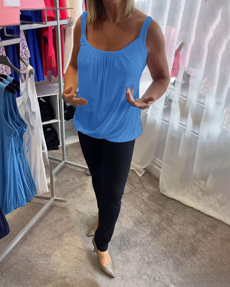 Dalia | Geplooide mouwloze top