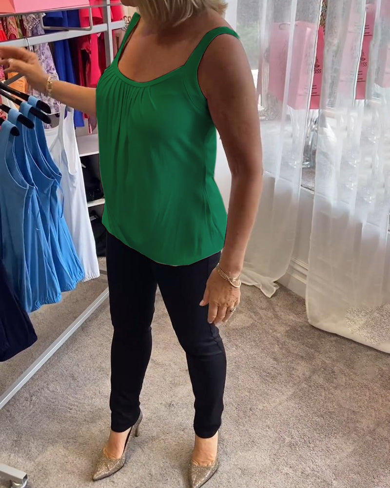 Dalia | Geplooide mouwloze top