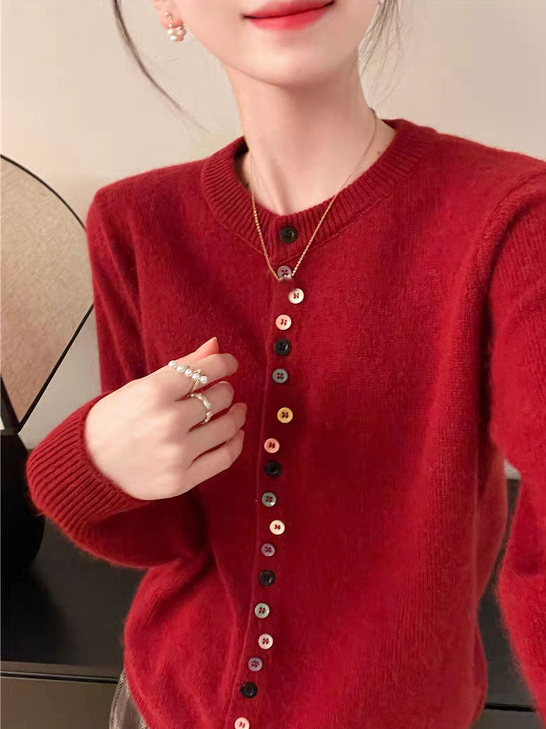 Aaliyah | Elegante Knopen Gebreide Cardigan