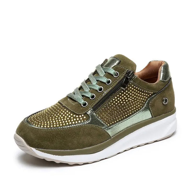 Dames sneakers met kristalaccenten en plateauzool