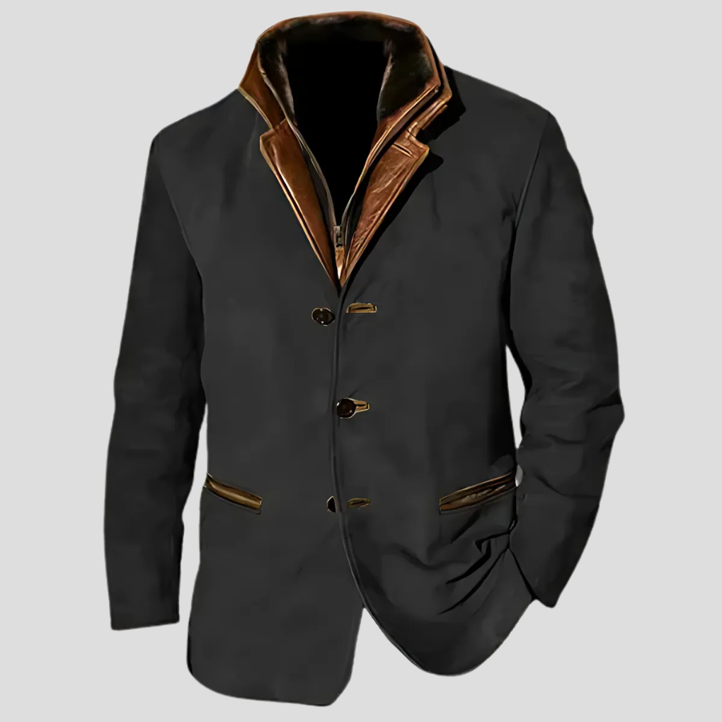 Retro contrastkraagjas voor heren