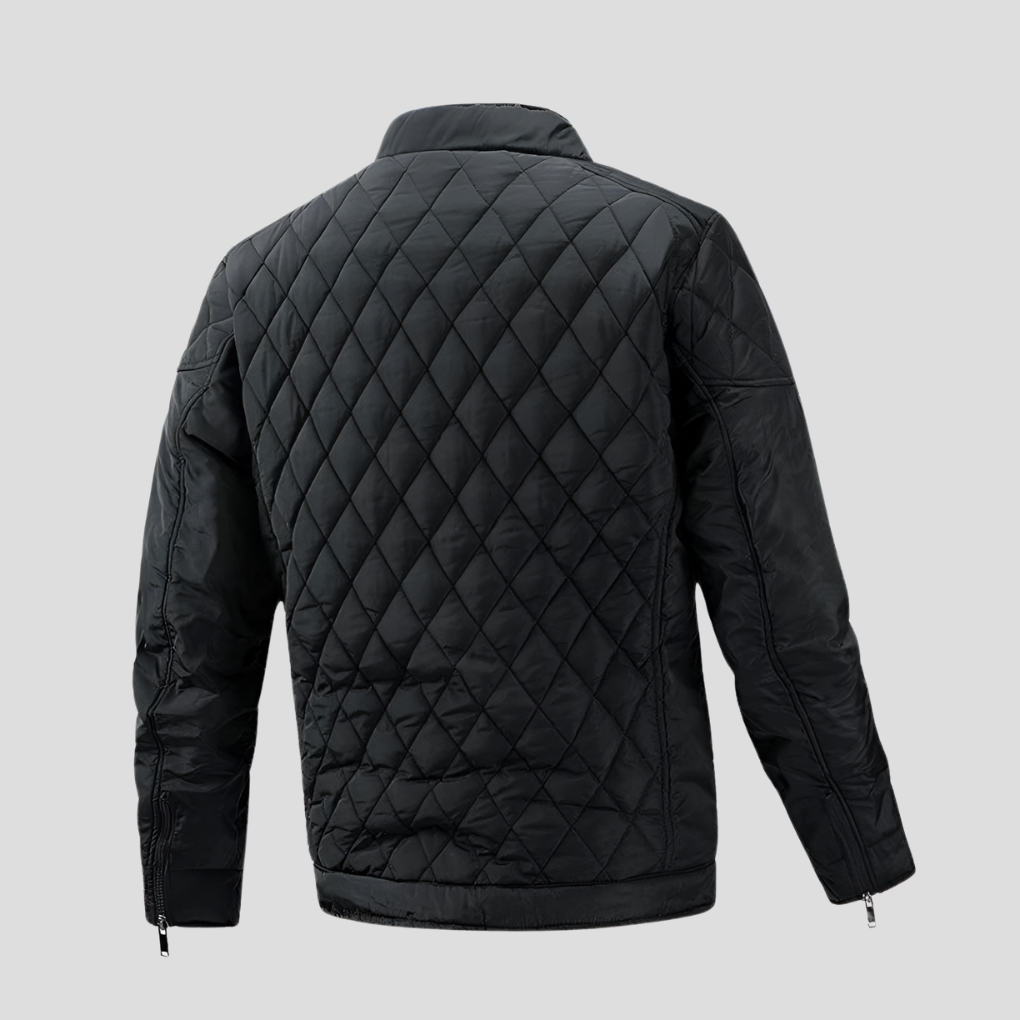 Elegante gewatteerde jas voor heren in overgangsstijl