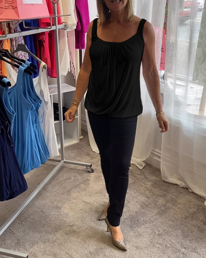 Dalia | Geplooide mouwloze top