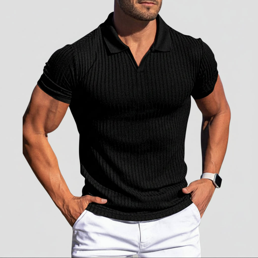 Casual poloshirt met structuur en nauwsluitende pasvorm