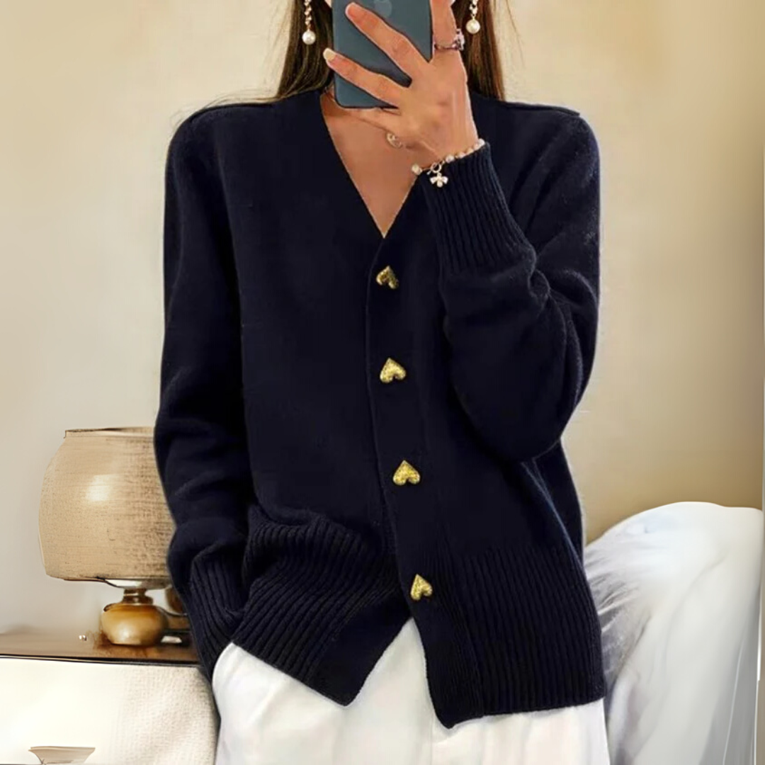 Warme gebreide cardigan met knoopjes