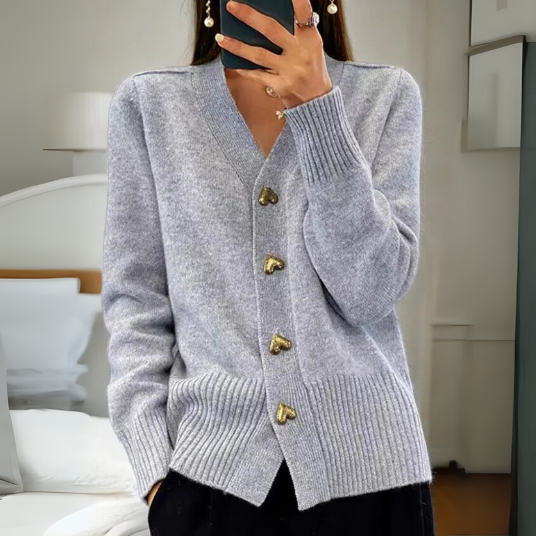 Warme gebreide cardigan met knoopjes
