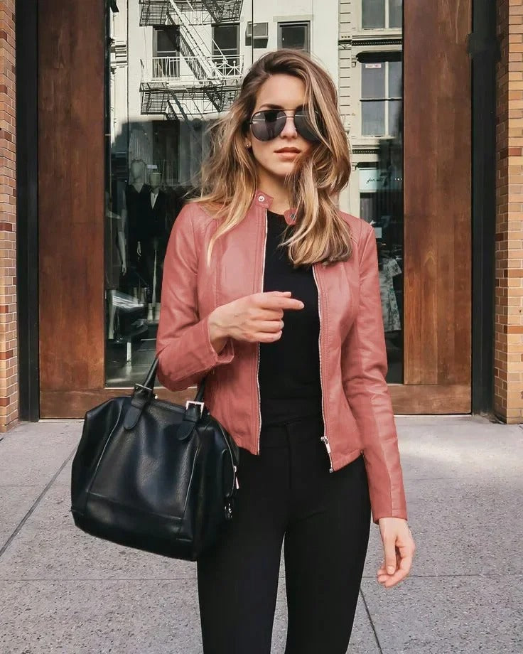 Elegante Leren Jas Voor Dames