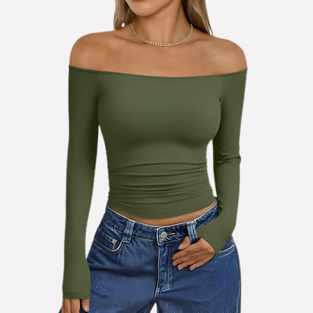Vrouwen Off-The-Shoulder Lange Mouwen Top