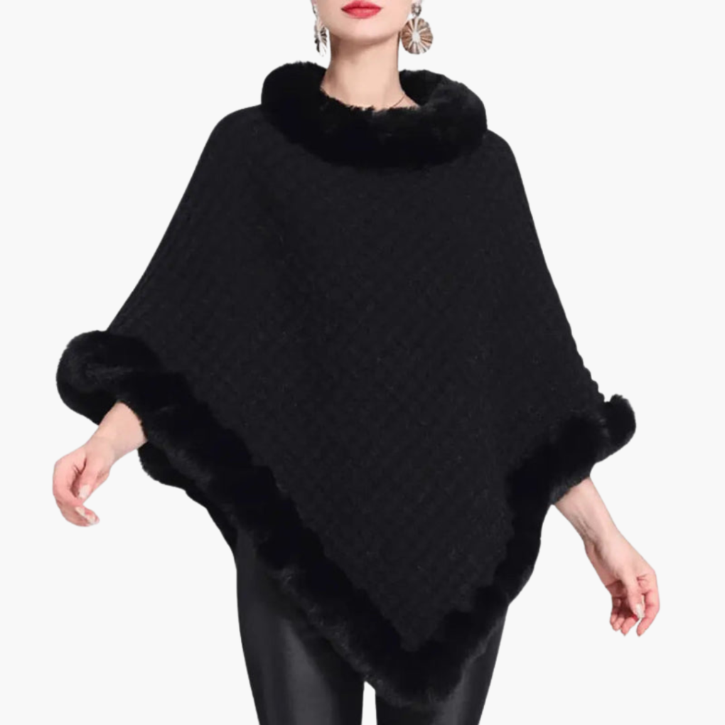 Vrouwen Trui Poncho met Neppels Trim en Oversized Pasvorm