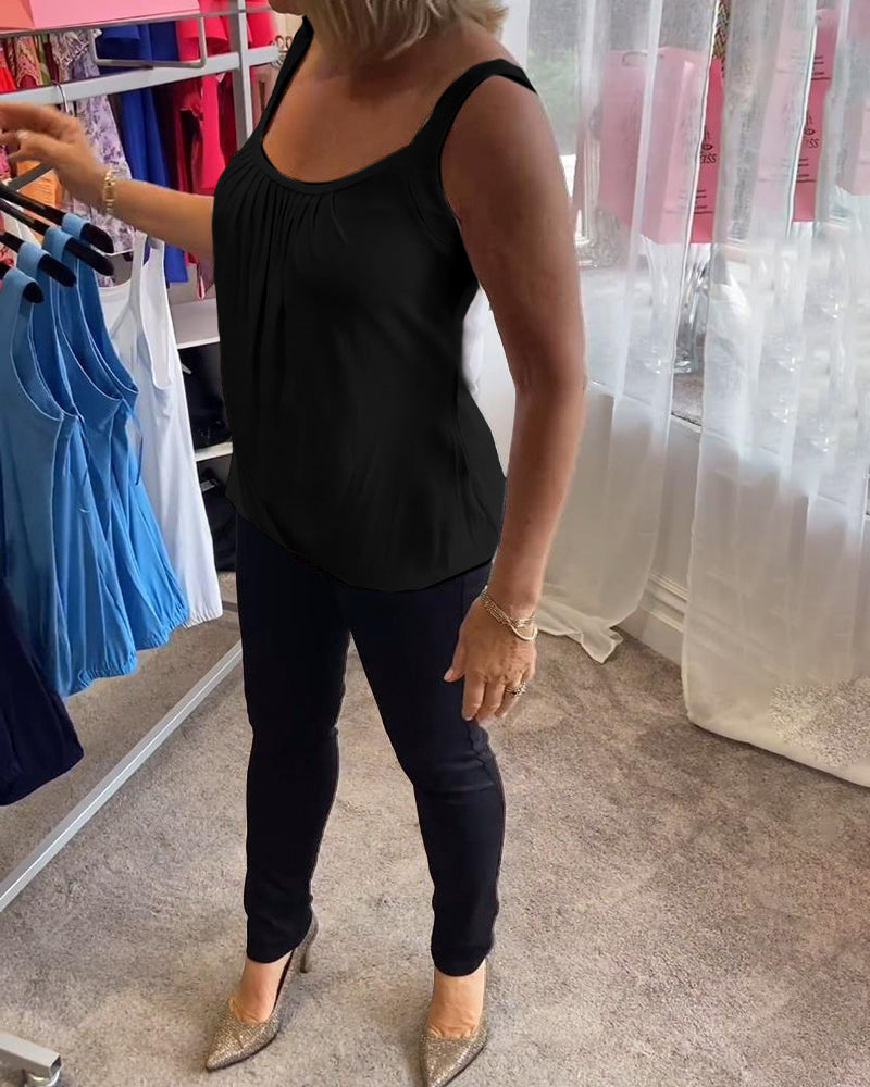 Dalia | Geplooide mouwloze top