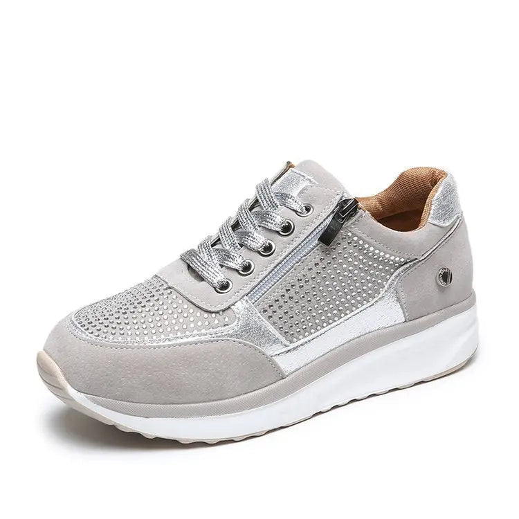 Dames sneakers met kristalaccenten en plateauzool