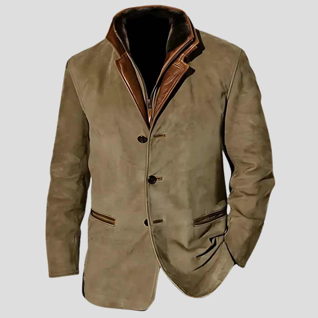 Retro contrastkraagjas voor heren