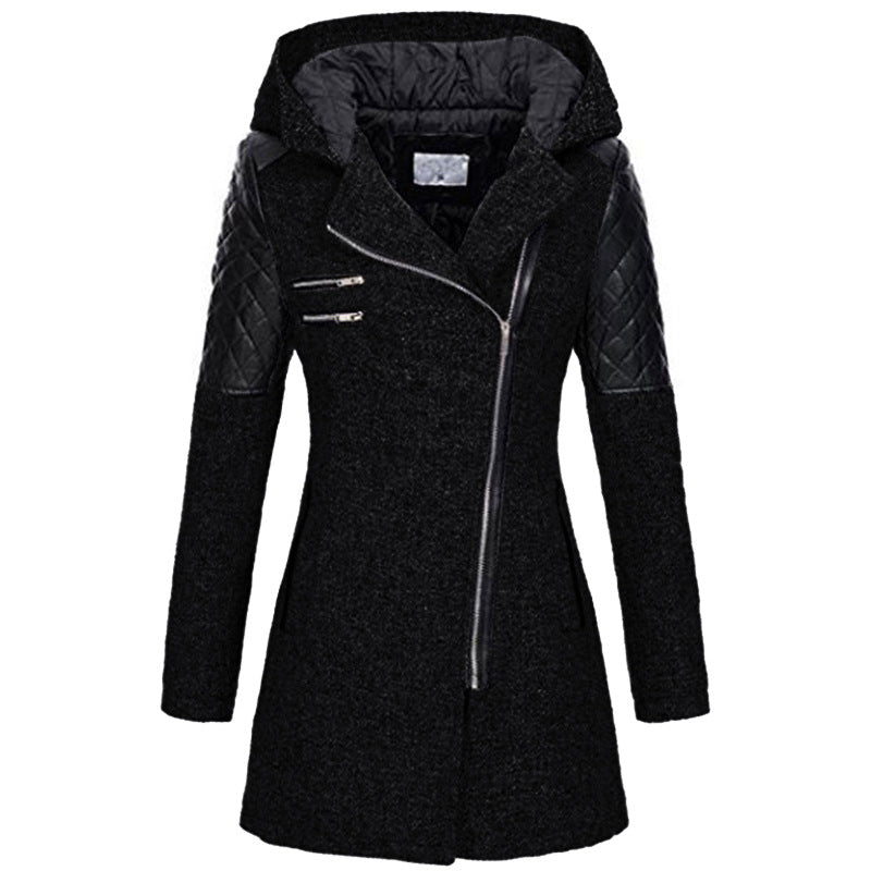 Zoë - Stijlvolle Schuin-Zip Winterjas