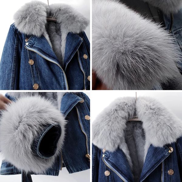 Margaux Luxe Gevoerde Foksbont Denim Jas