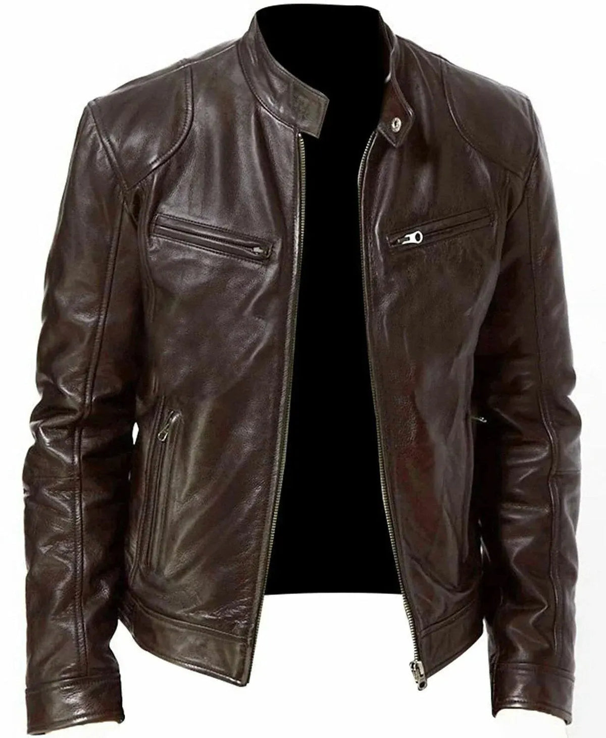 Stoere leren motorjas bikerjack voor heren