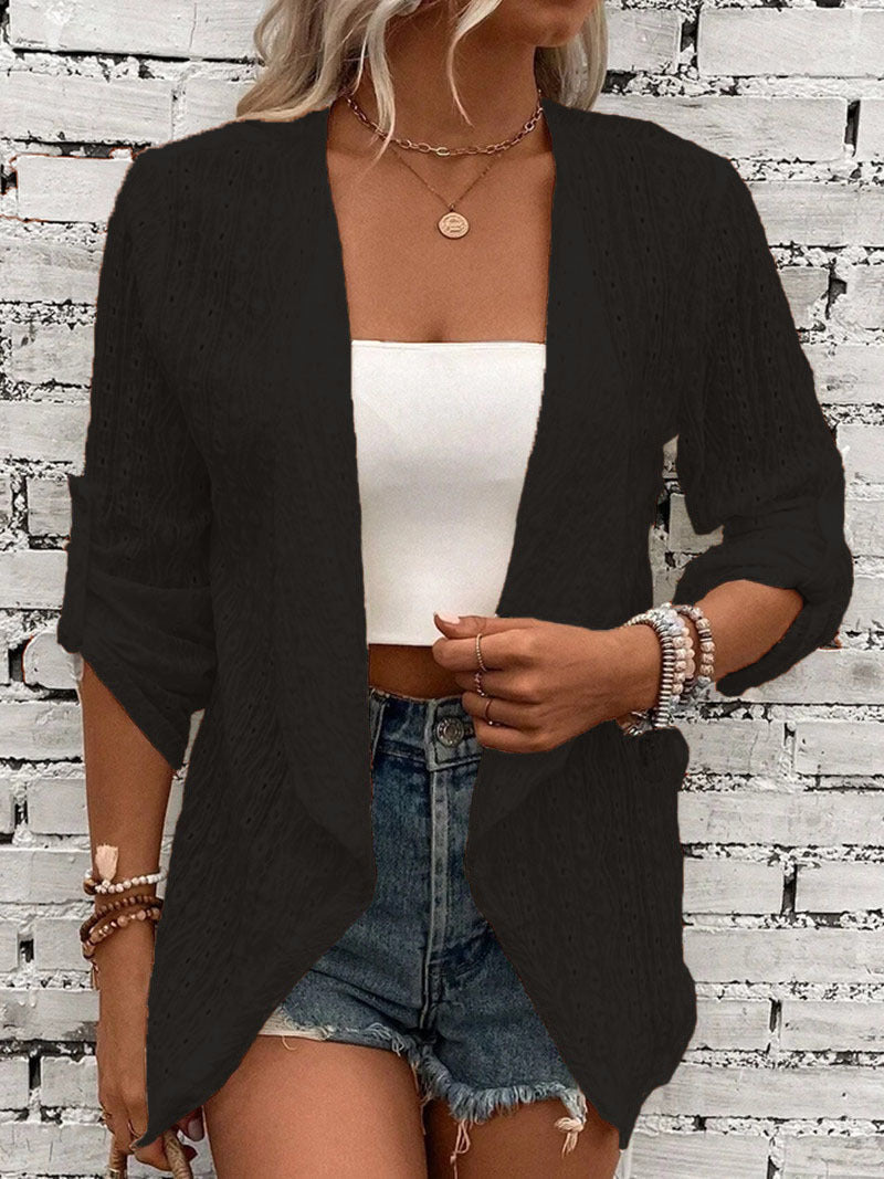 Dames gehaakt gebreid vest met relaxte pasvorm