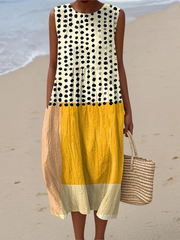 Leah | Midi Jurk Colorblock met Stippen