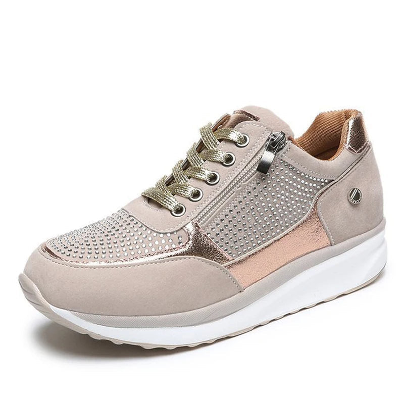 Dames sneakers met kristalaccenten en plateauzool
