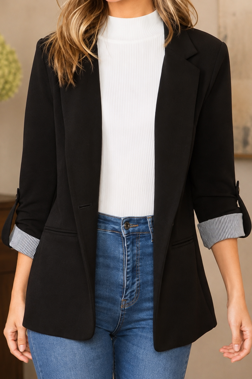 Structria – Zachte Knit Gelaagde Blazer Cardigan